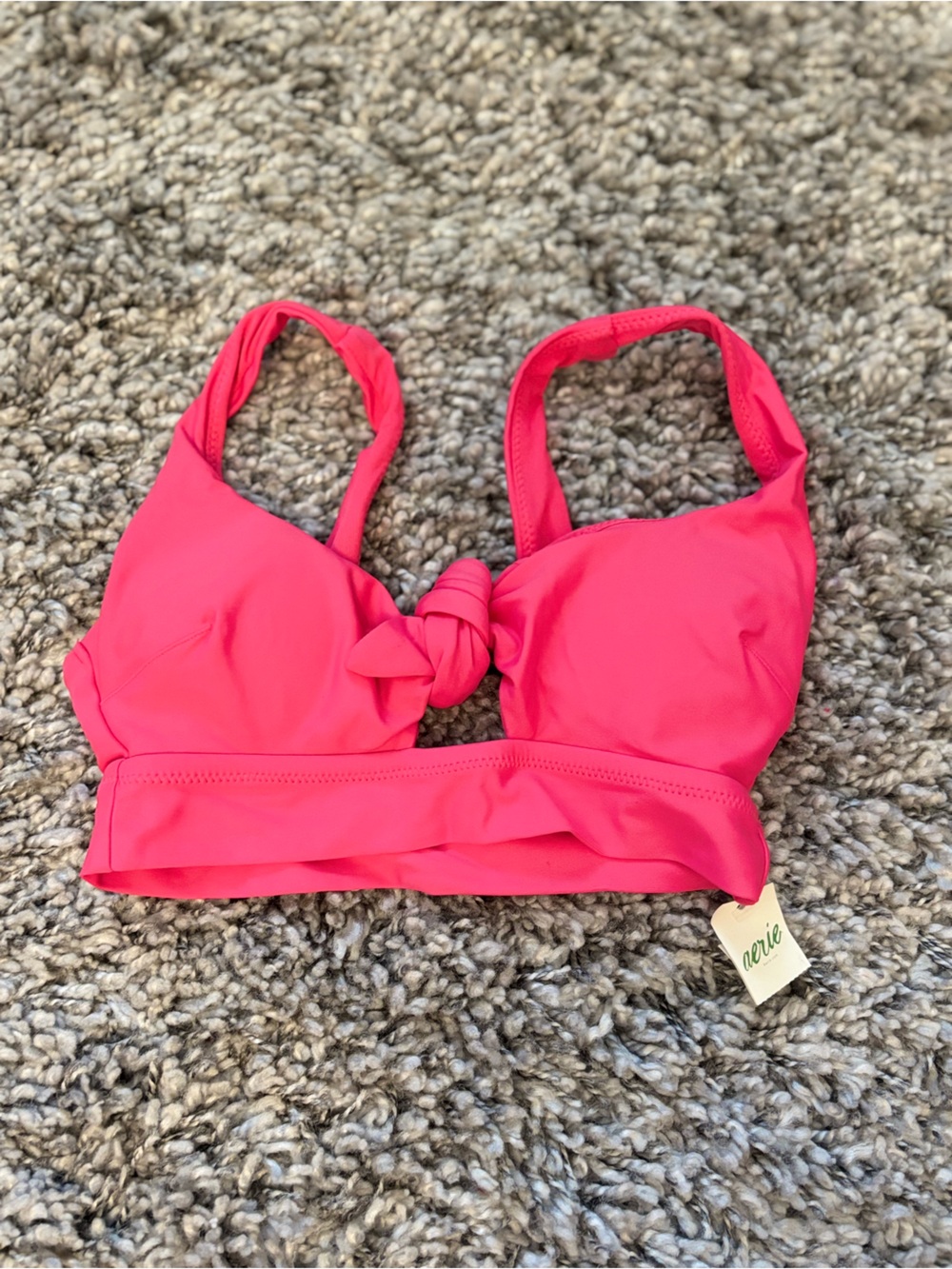 aerie Bright Hot Pink Knot-Front Girls Swim Top